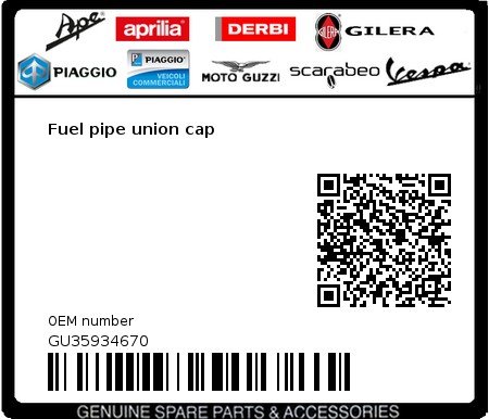 Product image: Moto Guzzi - GU35934670 - Fuel pipe union cap  0