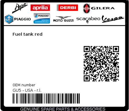 Product image: Moto Guzzi - GU5 - USA - r.l. - Fuel tank red  0