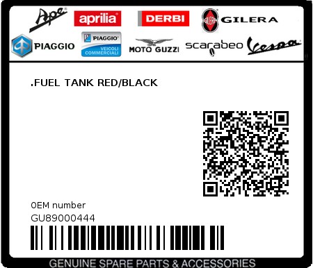 Product image: Moto Guzzi - GU89000444 - .FUEL TANK RED/BLACK  0