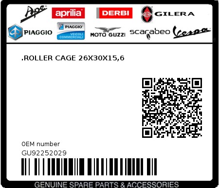 Product image: Moto Guzzi - GU92252029 - .ROLLER CAGE 26X30X15,6  0