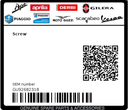 Product image: Moto Guzzi - GU92682318 - Screw  0