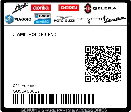 Product image: Moto Guzzi - GU93400012 - .LAMP HOLDER END  0