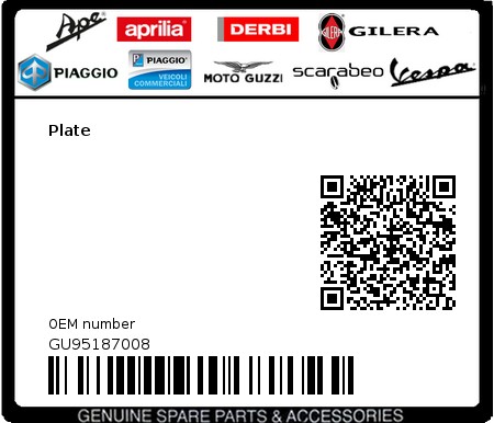 Product image: Moto Guzzi - GU95187008 - Plate  0