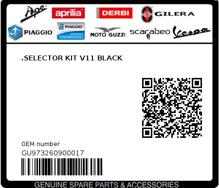 Product image: Moto Guzzi - GU973260900017 - .SELECTOR KIT V11 BLACK  0