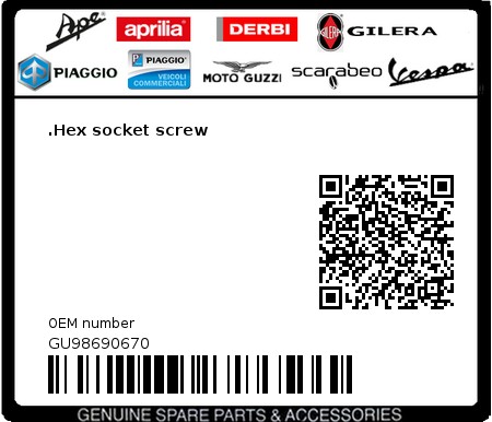 Product image: Moto Guzzi - GU98690670 - .Hex socket screw  0