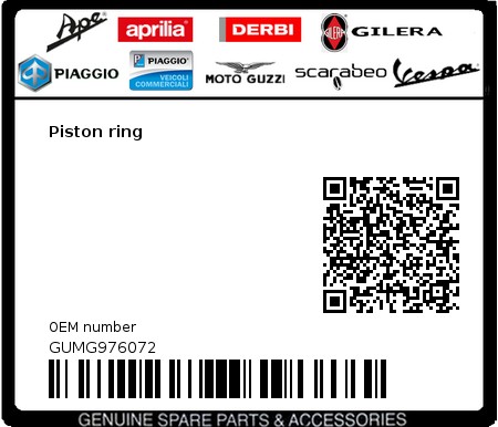 Product image: Moto Guzzi - GUMG976072 - Piston ring  0