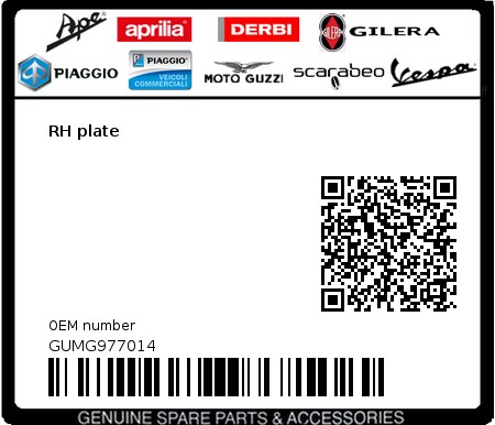 Product image: Moto Guzzi - GUMG977014 - RH plate  0