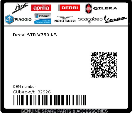 Product image: Moto Guzzi - GUb/re-o/bl 32926 - Decal STR V750 I.E.  0