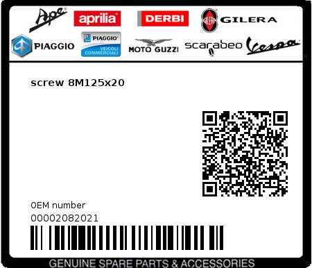 Product image: Gilera - 00002082021 - screw 8M125x20  0