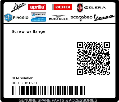 Product image: Gilera - 00012081621 - Screw w/ flange  0