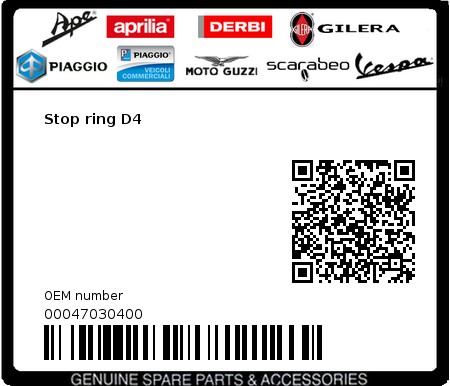 Product image: Gilera - 00047030400 - Stop ring D4  0