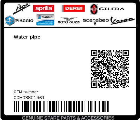 Product image: Gilera - 00H03801961 - Water pipe  0