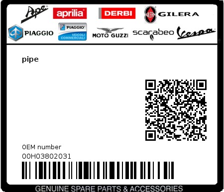 Product image: Gilera - 00H03802031 - pipe  0