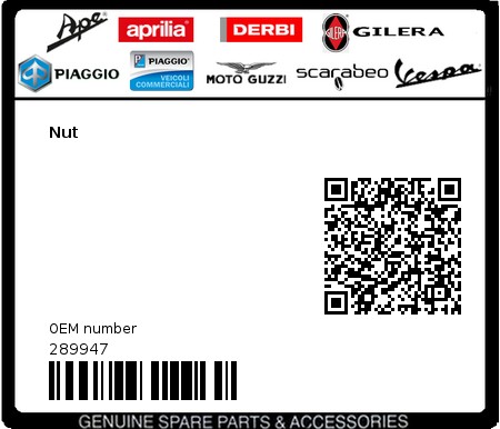 Product image: Gilera - 289947 - Nut  0