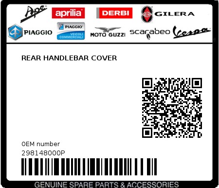 Product image: Gilera - 298148000P - REAR HANDLEBAR COVER  0