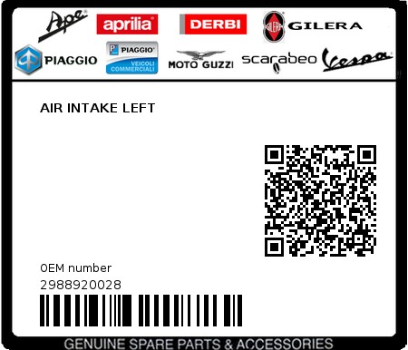 Product image: Gilera - 2988920028 - AIR INTAKE LEFT  0