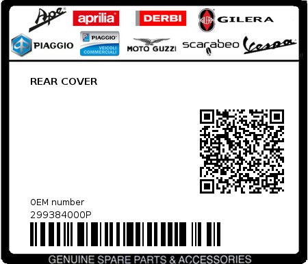 Product image: Gilera - 299384000P - REAR COVER  0