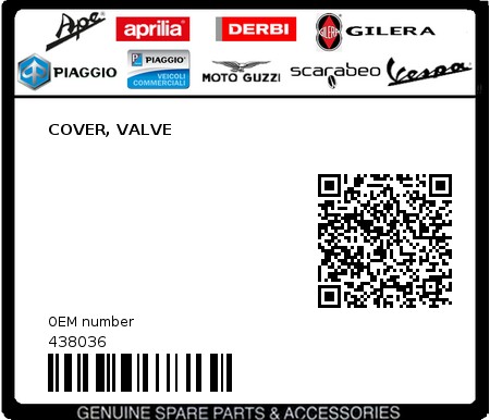 Product image: Gilera - 438036 - COVER, VALVE  0
