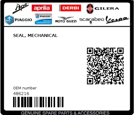 Product image: Gilera - 486216 - SEAL, MECHANICAL  0
