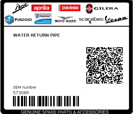 Product image: Gilera - 57308R - WATER RETURN PIPE  0