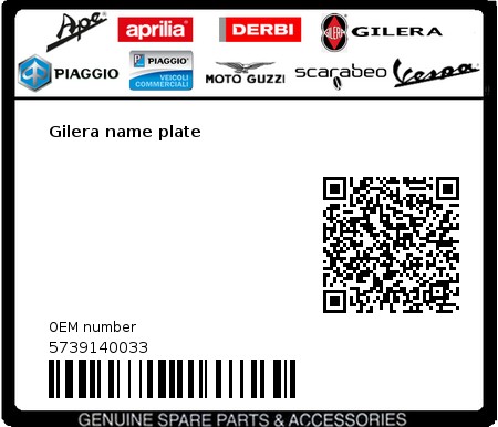 Product image: Gilera - 5739140033 - Gilera name plate  0