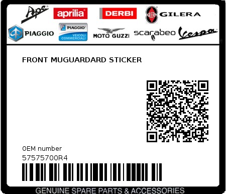 Product image: Gilera - 57575700R4 - FRONT MUGUARDARD STICKER  0