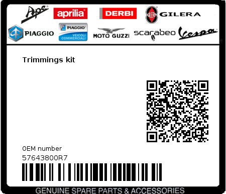 Product image: Gilera - 57643800R7 - Trimmings kit  0