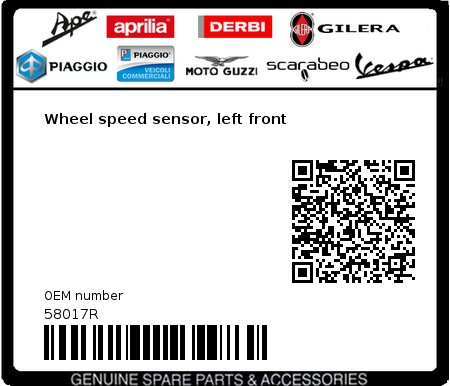 Product image: Gilera - 58017R - Wheel speed sensor, left front  0