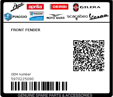 Product image: Gilera - 5970225090 - FRONT FENDER  0