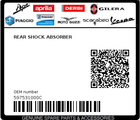 Product image: Gilera - 597531000C - REAR SHOCK ABSORBER  0