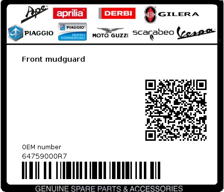 Product image: Gilera - 64759000R7 - Front mudguard  0