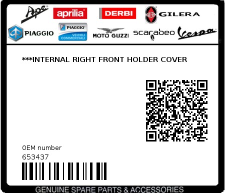 Product image: Gilera - 653437 - ***INTERNAL RIGHT FRONT HOLDER COVER  0