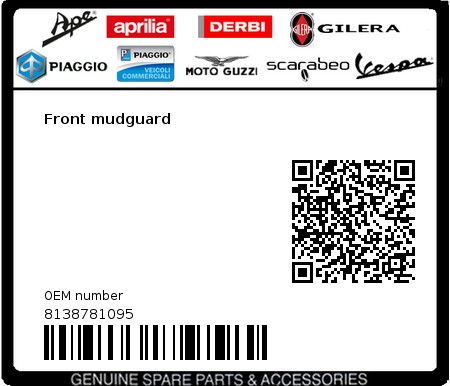Product image: Gilera - 8138781095 - Front mudguard  0