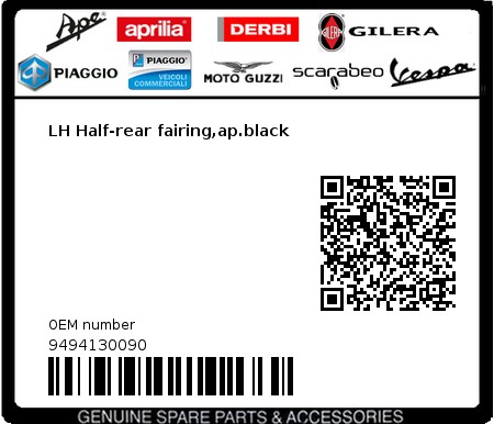 Product image: Gilera - 9494130090 - LH Half-rear fairing,ap.black  0