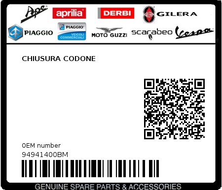 Product image: Gilera - 94941400BM - CHIUSURA CODONE  0