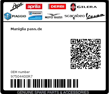 Product image: Gilera - 97504400R7 - Maniglia pass.dx  0