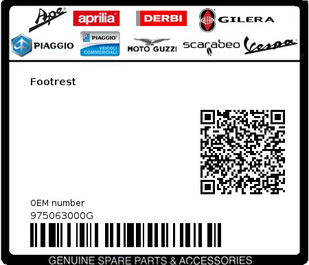 Product image: Gilera - 975063000G - Footrest  0