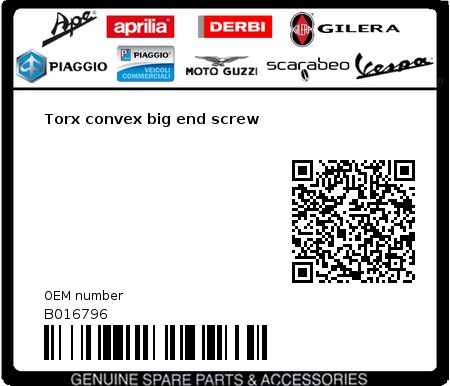 Product image: Gilera - B016796 - Torx convex big end screw  0
