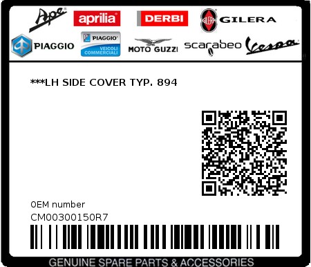 Product image: Gilera - CM00300150R7 - ***LH SIDE COVER TYP. 894  0