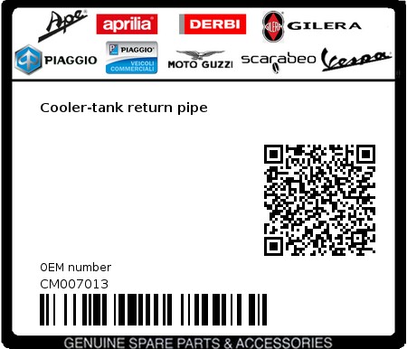 Product image: Gilera - CM007013 - Cooler-tank return pipe  0