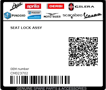 Product image: Gilera - CM023702 - SEAT LOCK ASSY  0