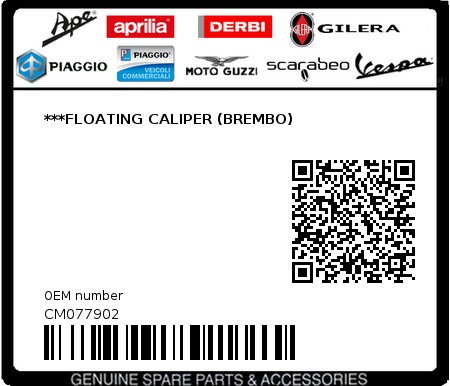 Product image: Gilera - CM077902 - ***FLOATING CALIPER (BREMBO)  0