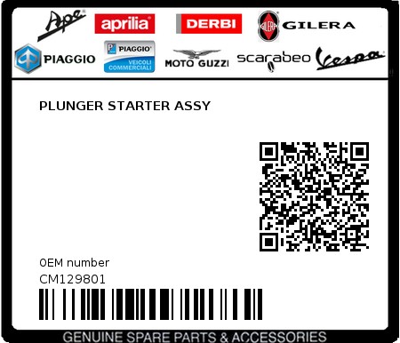 Product image: Gilera - CM129801 - PLUNGER STARTER ASSY  0