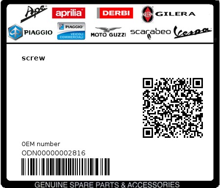 Product image: Gilera - ODN00000002816 - screw  0