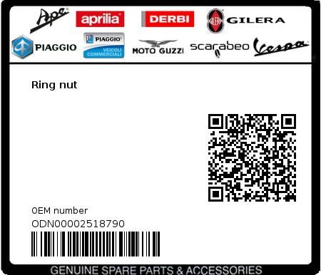 Product image: Gilera - ODN00002518790 - Ring nut  0