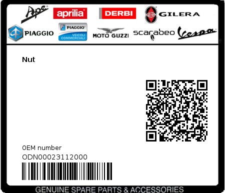 Product image: Gilera - ODN00023112000 - Nut  0