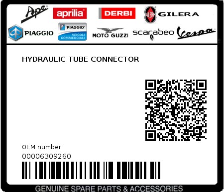Product image: Aprilia - 00006309260 - HYDRAULIC TUBE CONNECTOR  0