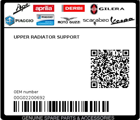 Product image: Aprilia - 00G02200692 - UPPER RADIATOR SUPPORT  0