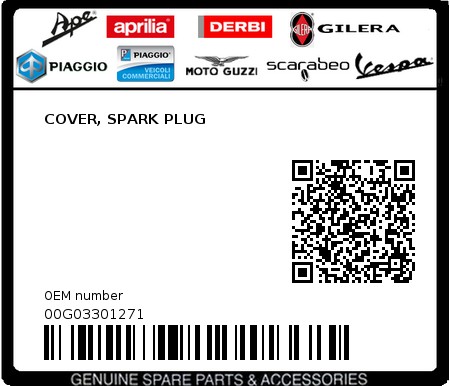 Product image: Aprilia - 00G03301271 - COVER, SPARK PLUG  0