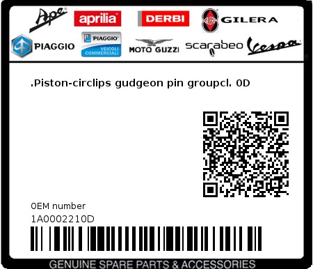 Product image: Aprilia - 1A0002210D - .Piston-circlips gudgeon pin groupcl. 0D  0